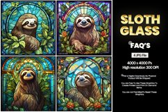 Sloth Stained Glass Square Coaster - 4 Variation Product Image 2