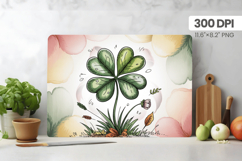 Four Leaf Clover Botanical Cutting Board PNG Sublimation Des Product Image 1