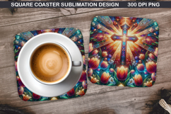 Flower Coaster Sublimation, Easter Coaster PNG Design Product Image 1