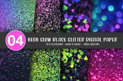 Neon Glow Black Glitter Digital Paper Product Image 1