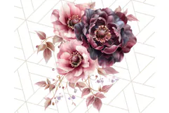 Gothic Floral PNG, Dark Aesthetic Flowers Clipart Print Product Image 2