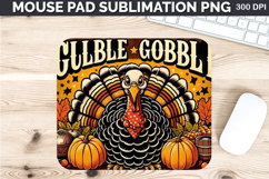 Watercolor Turkey Mouse Pad Sublimation - Thanksgiving PNG Product Image 1