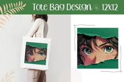 Anime Girl Illustration, Cartoon Girl Tote Bag Design Product Image 1