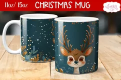 Christmas reindeer mug sublimation wrap PNG 11oz 15oz Product Image 2