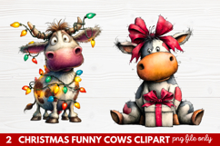 Funny Christmas Cows Clipart | Cute Holiday Farm Animal Product Image 1