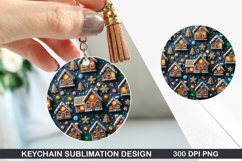 Christmas House Keychain Sublimation -Christmas Keychain PNG Product Image 1