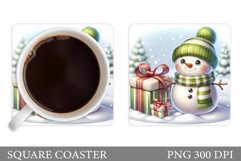 Cute Snowman Coaster Sublimation. Christmas Coaster Design Product Image 1