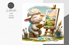Lamb painting, JPG, Junk journal, Digital paper Product Image 1