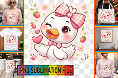 Joyful Tote Bag Designs PNG, Cute Goose Product Image 1