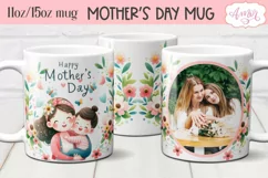 Happy Mother's day Mug Wrap PNG, Mom Photo mug template Product Image 3