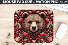 Watercolor Bear Mouse Pad Sublimation - Valentines PNG Product Image 1