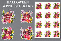 4 Halloween Perfume bottles Stickers Png | Printable Product Image 1