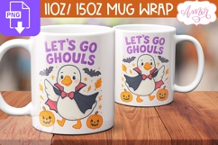 Let&#039;s go ghouls mug wrap PNG, Cute Halloween goose mug png Product Image 1