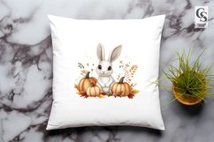 Autumn Bunny with Pumpkins Clipart PNG Product Image 3