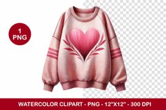 valentine png watercolor clipart - love sweater Product Image 1