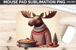 Watercolor Moose Mouse Pad Sublimation - Christmas PNG Product Image 1
