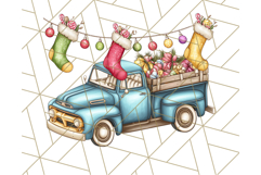 Vintage Christmas Truck Clipart PNG, Retro Holiday Vehicle Product Image 2