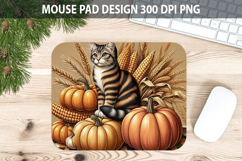 Cat Mouse pad Sublimation - Thanksgiving PNG Design Product Image 1