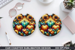 Pumpkin Car Coaster Sublimation| Halloween Coaster PNG Product Image 1