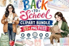 Back to School Aesthetic Clipart Bundle | 65 Watercolor Product Image 1