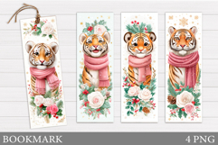 Christmas Tiger Bookmark. Christmas Bookmark Printable Product Image 1