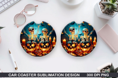 Skull Car coaster sublimation, Halloween Coaster PNG Product Image 1