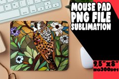 Mouse Pad Design with Beautiful Bird Stained Glass PNG Product Image 1