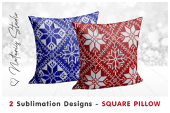 2 Cozy Christmas Knitted Designs - Sublimation Square Pillow Product Image 1