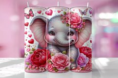 Valentine&#039;s Day Elephant Tumbler Wrap Sublimation Design Product Image 1