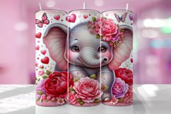 Valentine's Day Elephant Tumbler Wrap Sublimation Design Product Image 1