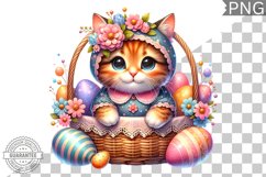 Easter Cat Sublimation - Easter Clipart PNG Design Product Image 1