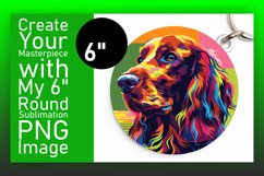 Colorful Dog Design Round Keychain Sublimation Product Image 1