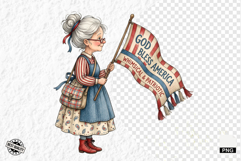 Whimsical Patriotic Grandma Clipart Product Image 1