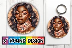 Timeless Keychain Circle PNG, Afro Girl Product Image 1