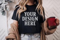 Christmas Bella Canvas 3001 Black Shirt Mockup ,Trandy Mock Product Image 1