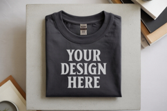 Black Gildan 5000 Flat Lay Tshirt Mockup, G5000 mockup Product Image 1