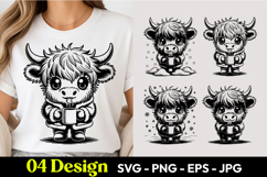 Cute Highland Cow Cartoon Character SVG PNG Product Image 1