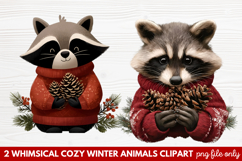 Whimsical Cozy Winter Animals Clipart | Cute Snowy Forest Product Image 1