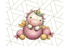 Cute Dessert Unicorn PNG Clipart with Cupcakes & Candies Product Image 2