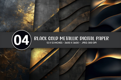 Black Gold Metallic Digital Paper Product Image 1