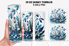 Florals Skinny Tumbler 20oz Wrap Design, Winter Tumbler PNG Product Image 1