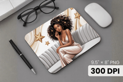 Afro Girl / Woman braided hair Mouse Pad, Black Queen PNG Product Image 1