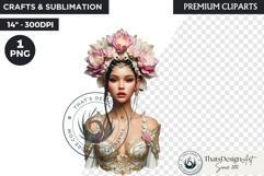 Royal Lotus Princess Fantasy Goddess Floral Clipart Product Image 1