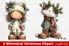 2 Whimsical Christmas Clipart | Cute Holiday PNG Set Product Image 1