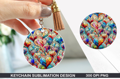 Flower Keychain Sublimation - Spring Keychain PNG Design Product Image 1