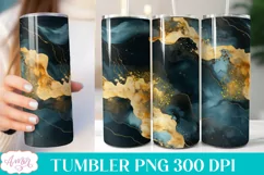 Blue and gold tumbler wrap sublimation PNG, Alcohol ink PNG Product Image 2