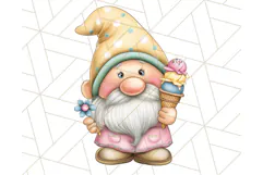 Ice Cream Gnome Clipart PNG Summer Dessert Art, Summer Gnome Product Image 2