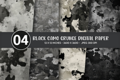 Black Camo Grunge Digital Paper Product Image 1