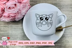 Outline donut cat SVG cut file Kawaii for Cricut Machine Product Image 4