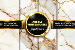 Cream White marble Digital Papers - 04 variations Product Image 1